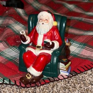 Festive Santa Claus Figurine music box In Red and Green